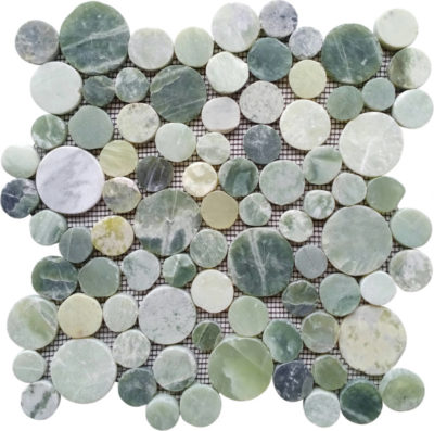 Crystal Green Semi-Precious Stone Round Interlocking Mosaic