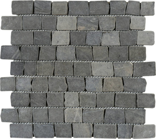 Dark Grey Cubic Brick Marble Interlocking Mosaic