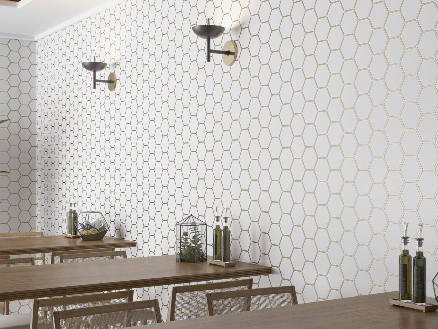 Gilded Hex Mosaic  | Gemini Tile and Marble