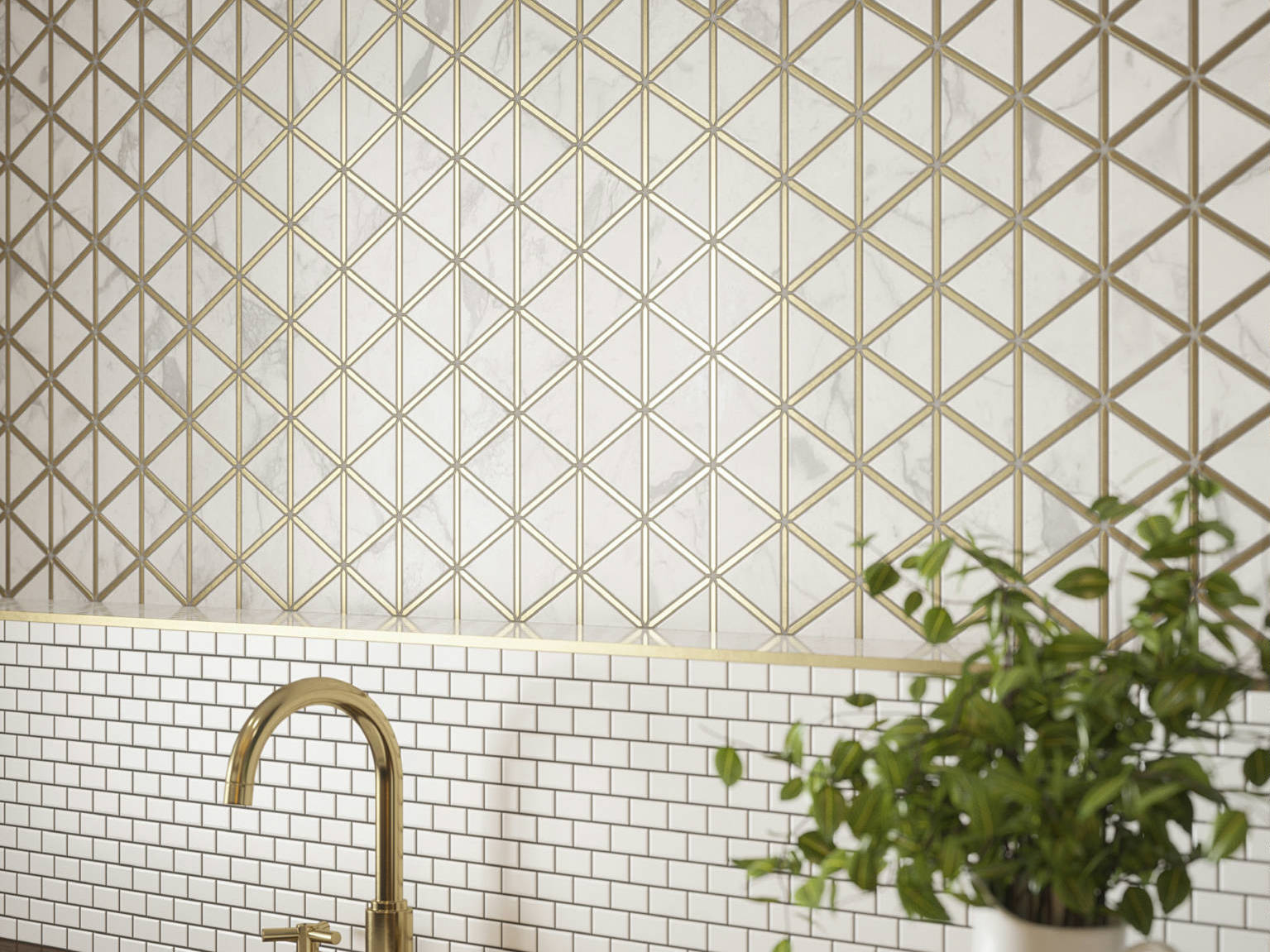 Gilded Triangles Mosaic, Creek Trail Mosaic | Gemini Tile and Marble
