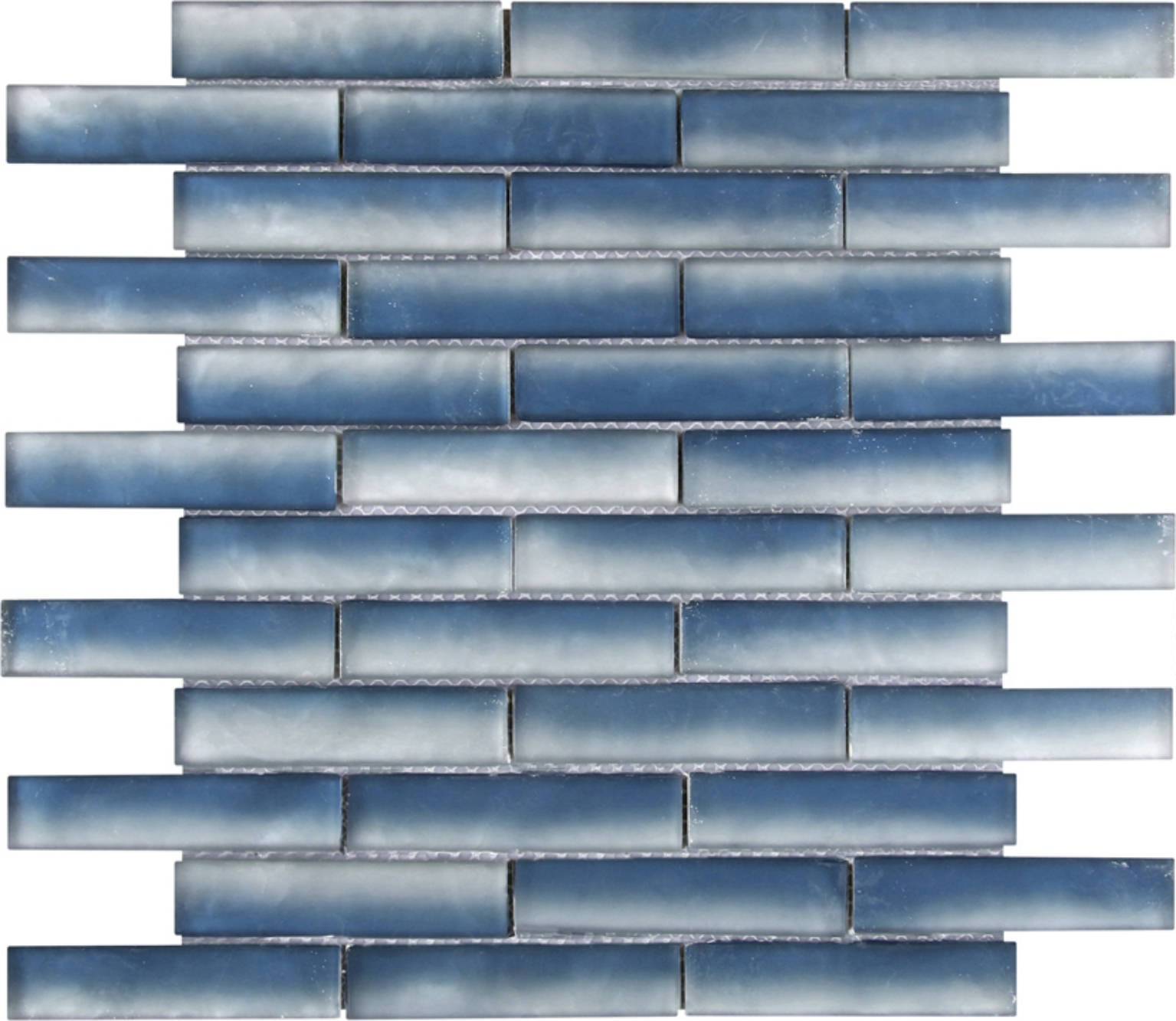 Glass Baguette Blue Mix Matte Interlocking Mosaic | Gemini Tile and Marble