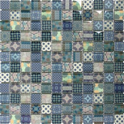 Glass Classic Décor Blue Glossy Mosaic