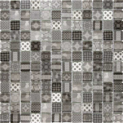 Glass Classic Décor Grey Black Glossy Mosaic