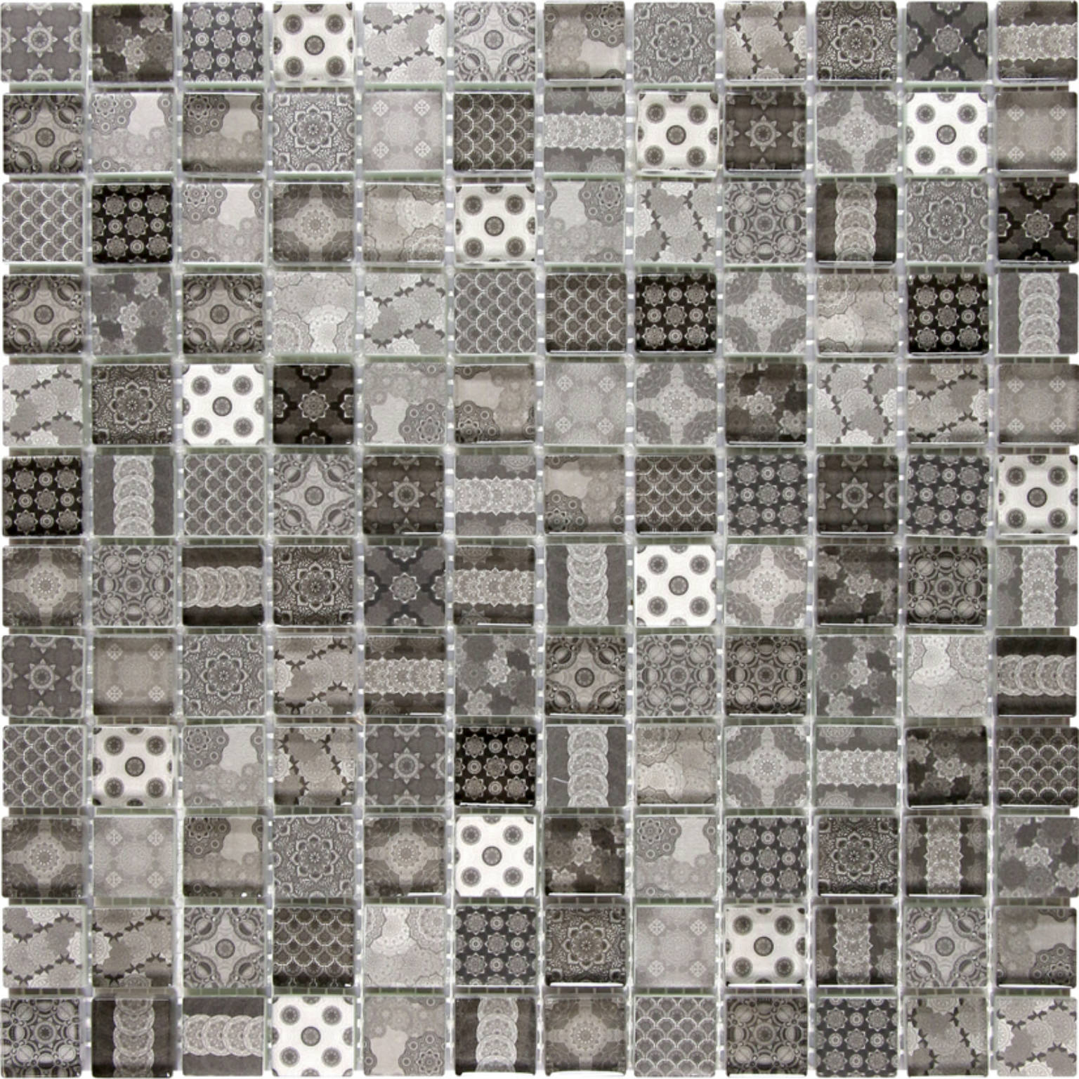 Glass Classic Décor Grey Black Glossy Mosaic | Gemini Tile and Marble