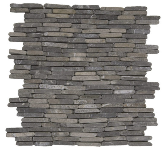 Grey Stacked Brick Marble Interlocking Mosaic