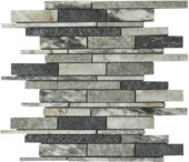 Grey/Green/Beige Mix Stone Baguette Interlocking Mosaic | Gemini Tile and Marble