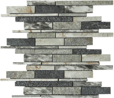 Grey/Green/Beige Mix Stone Baguette Interlocking Mosaic