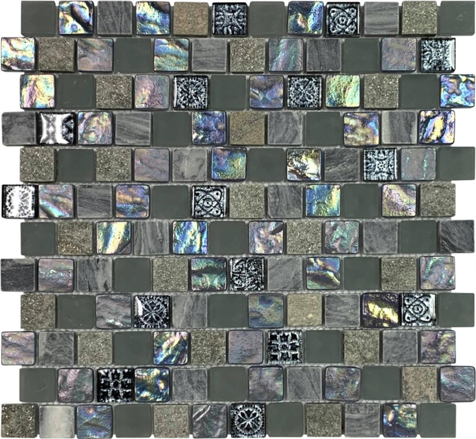 Grey/Green/Beige Mix Stone Glass 1