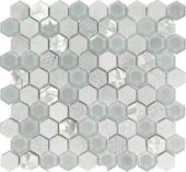 Hexagon Glass Marble & Mother Pearl White Mix Mosaic | Gemini Tile and Marble