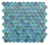 Hexagon Mix Blue Glass Mosaic | Gemini Tile and Marble