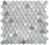 Hexagon White Glass Mosaic | Gemini Tile and Marble