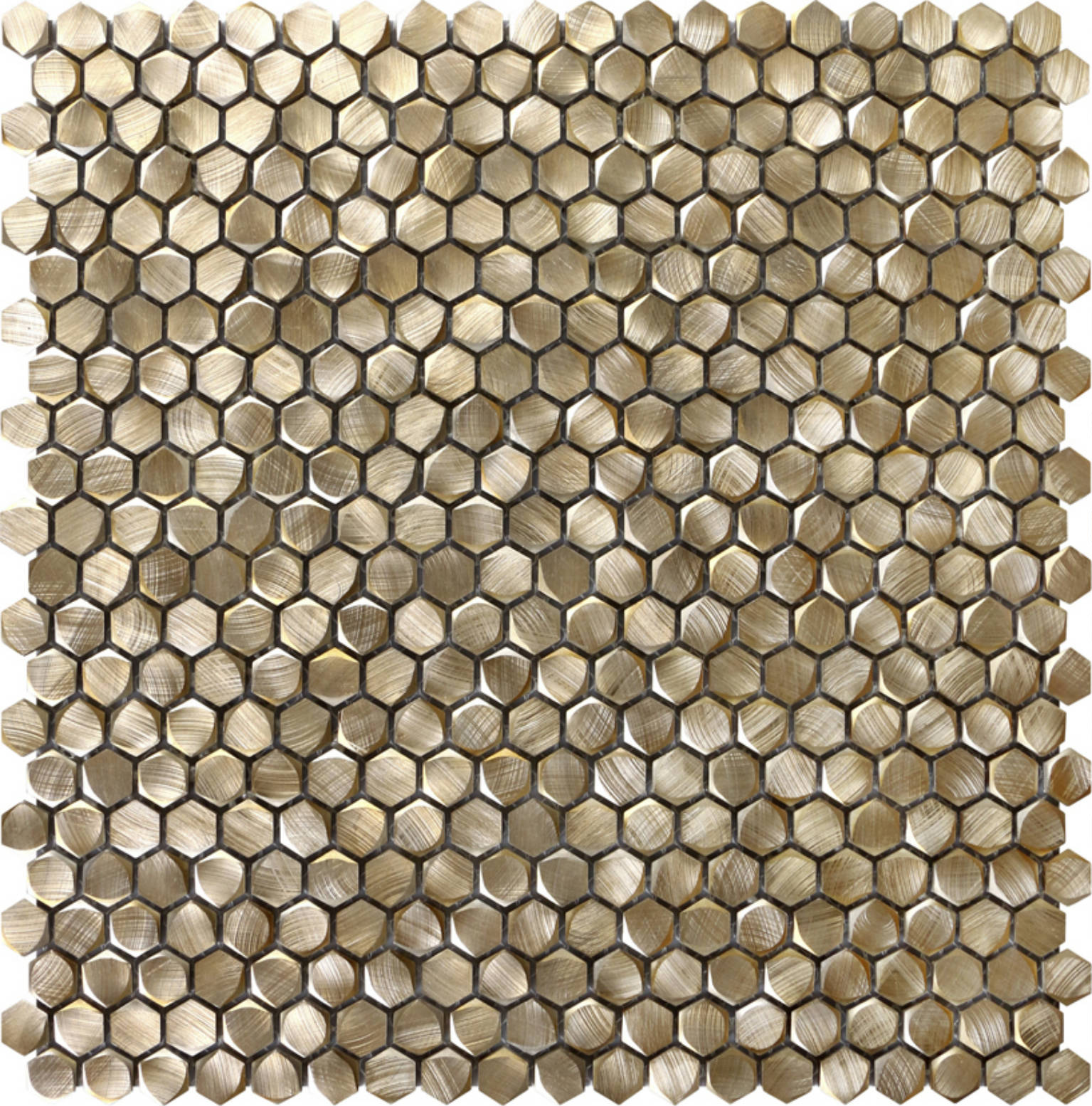 Medium Hexagon Gold Aluminum Mosaic | Gemini Tile and Marble