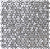 Medium Hexagon Silver Aluminum Mosaic | Gemini Tile and Marble