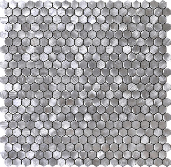 Medium Hexagon Silver Aluminum Mosaic