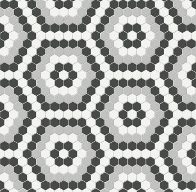 Midnight Blend Matte Hexagon Pattern Mosaic