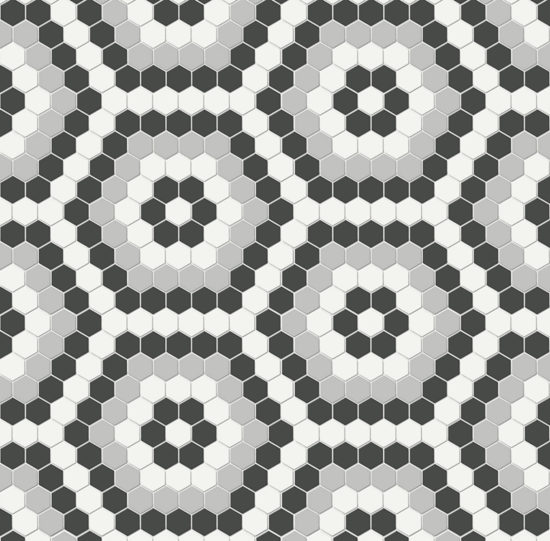 Midnight Blend Matte Hexagon Pattern Mosaic