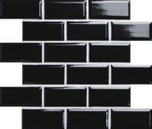 Mini Subway Black Glazed Porcelain Interlocking Mosaic 2"X4" | Gemini Tile and Marble