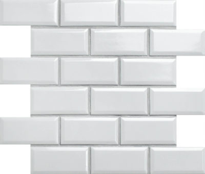 Mini Subway White Glazed Porcelain Interlocking Mosaic 2″X4″