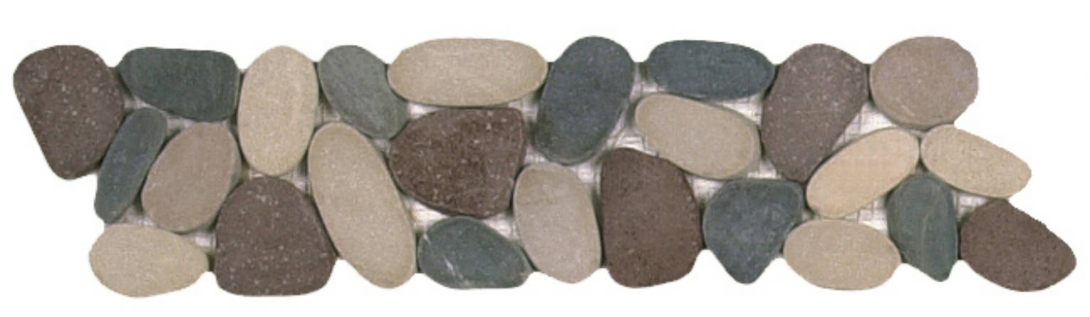 Mix Color Xl Sliced Matte Pebble Interlocking Border | Gemini Tile and Marble