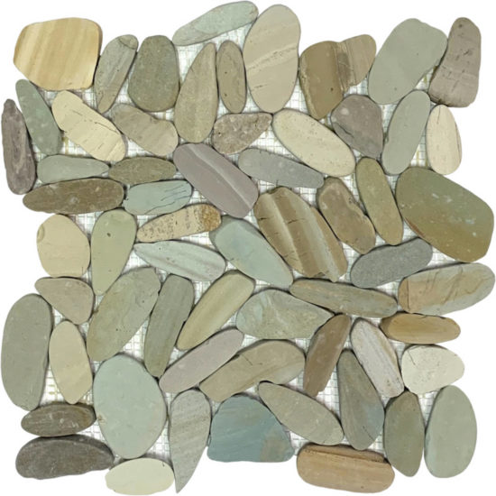 Mix Golden Sliced Matte Pebble Interlocking Mosaic