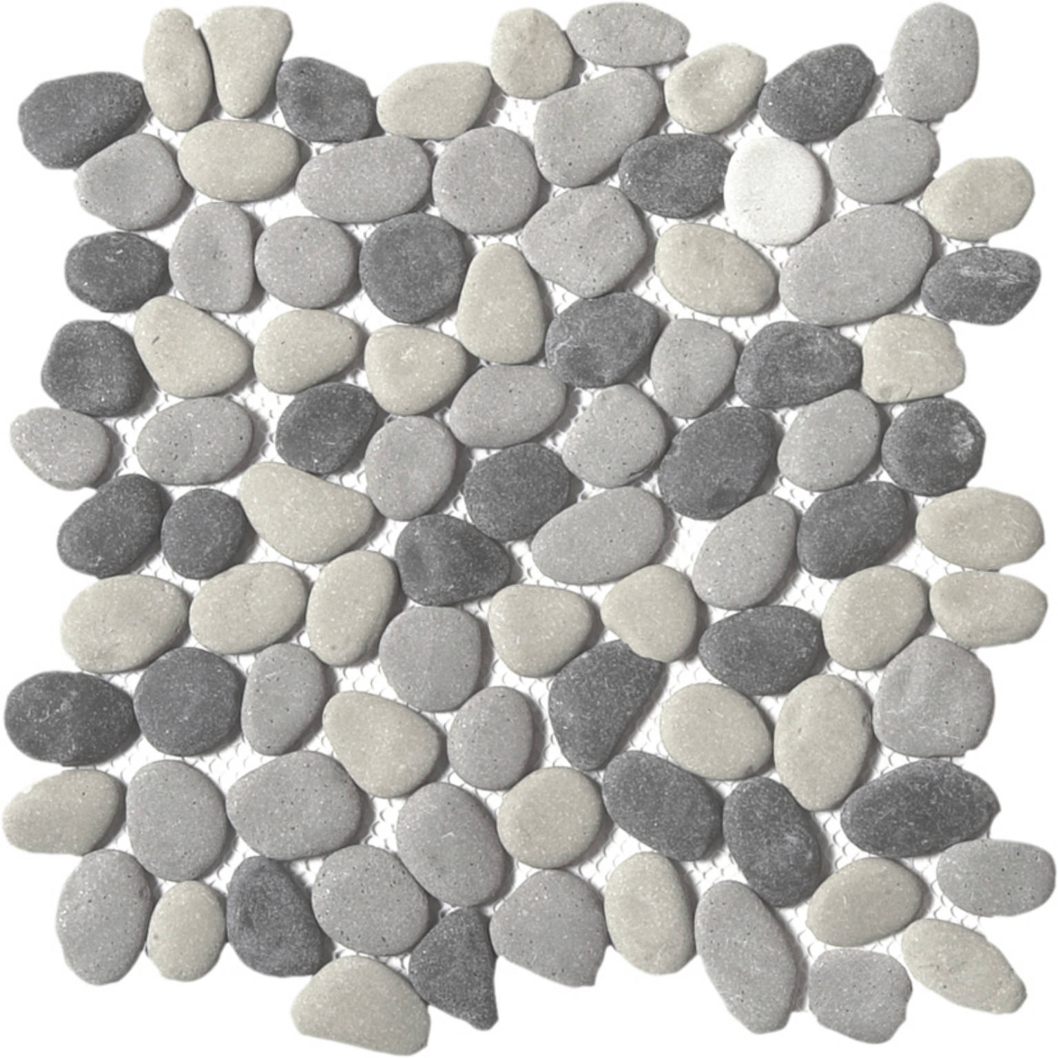 Mix Grey Reconstituted Pebble Interlocking Mosaic | Gemini Tile and Marble