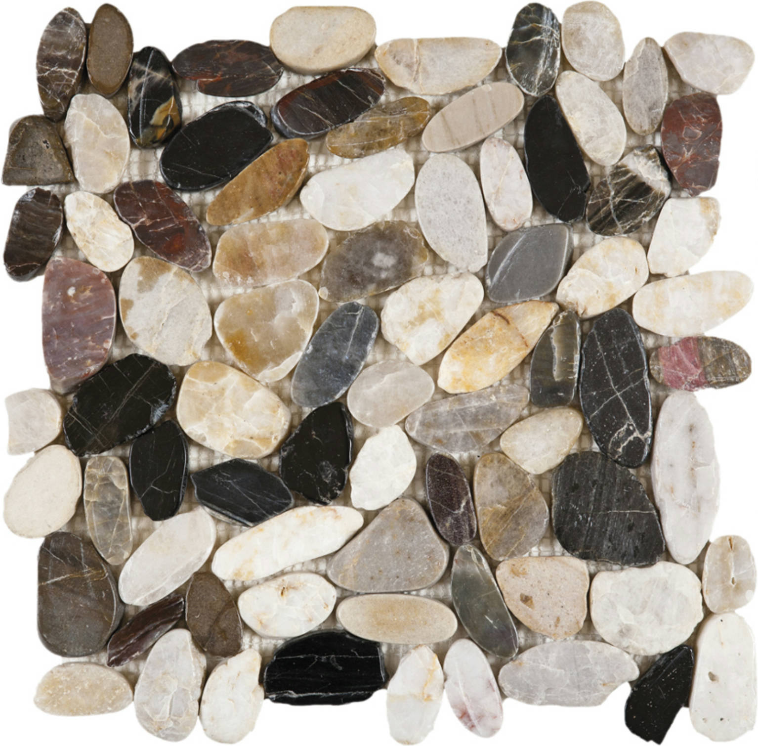 Mix Sliced Polished Pebble Interlocking Mosaic | Gemini Tile and Marble