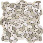 Mix White/Beige Sliced Matte Pebble Interlocking Mosaic | Gemini Tile and Marble