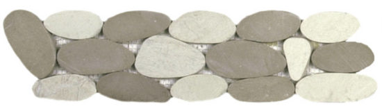 Mix White/Beige Xl Sliced Matte Pebble Interlocking Border