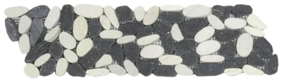 Mix White/Black Sliced Matte Pebble Interlocking Border