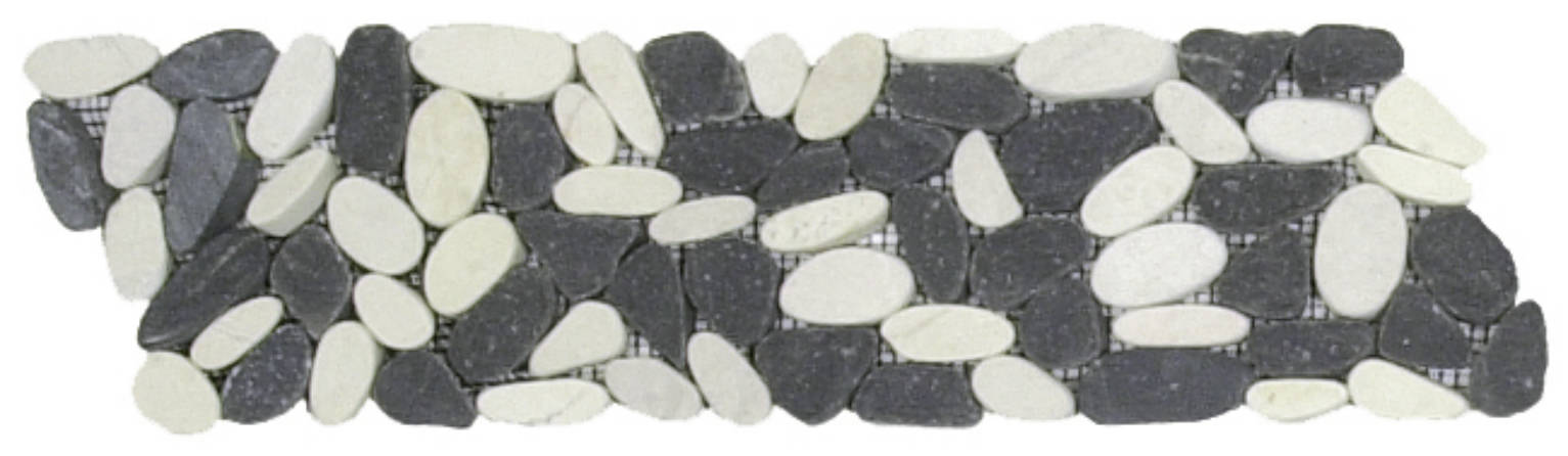 Mix White/Black Sliced Matte Pebble Interlocking Border | Gemini Tile and Marble