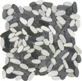 Mix White/Black Sliced Matte Pebble Interlocking Mosaic | Gemini Tile and Marble