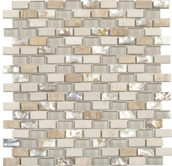 Mother Of Pearl Glass Marble Beige/White Mix Brick