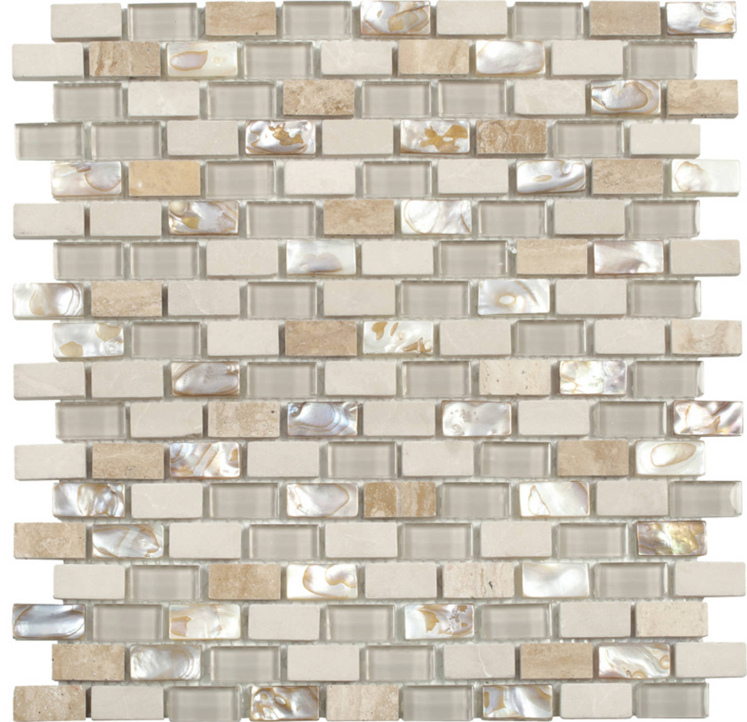 Mother Of Pearl Glass Marble Beige/White Mix Brick | Gemini Tile and Marble