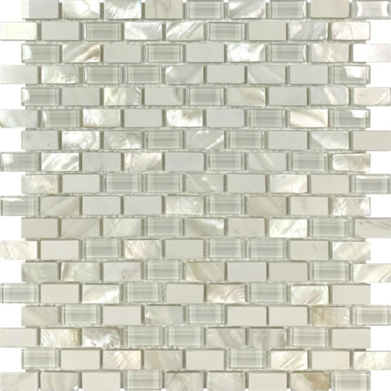 Mother Of Pearl Glass Marble White Mix Brick Mosaic