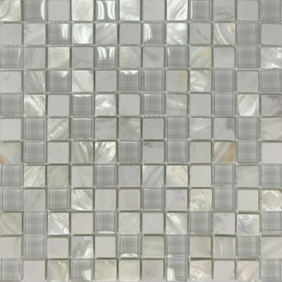 Mother Of Pearl Glass Marble White Mix Mosaic