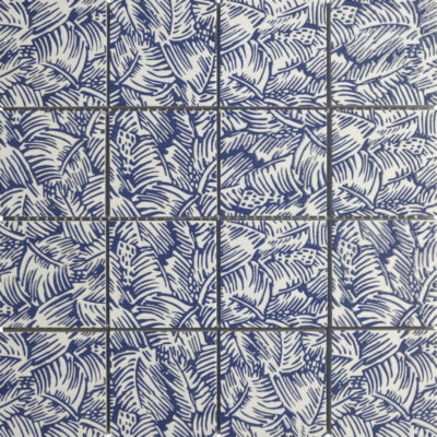 Palmtree Glazed Ceramic 3″X3″ Cobalt Blue & White Mosaic