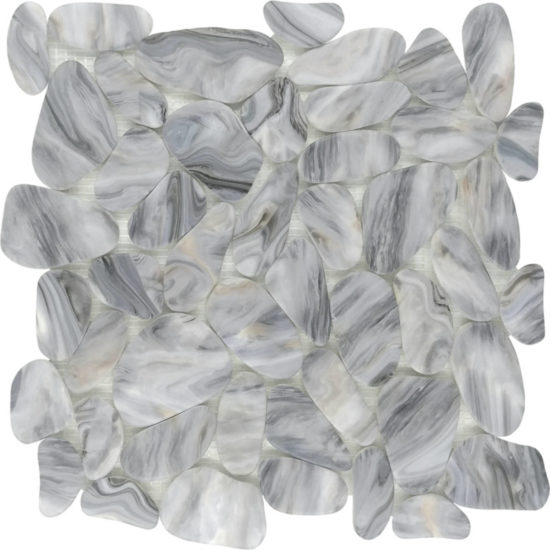 Reconstituted Stone Pebble Light Grey Mix Matte Interlocking Mosaic