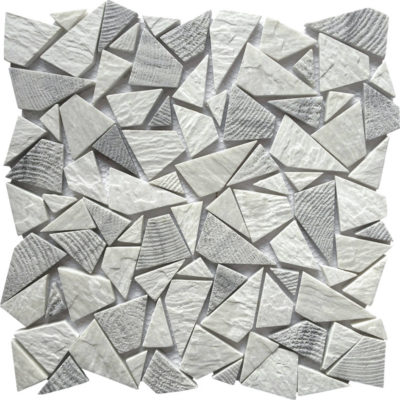 Reconstituted White Grey Mix Mini Opus Stone Mosaic