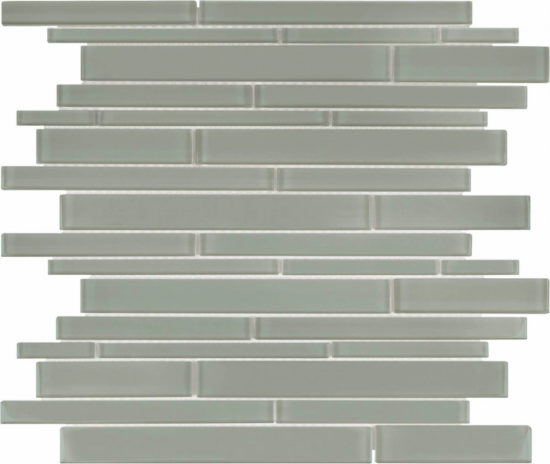 Smoke Random Strip Mosaic | Gemini Tile and Marble