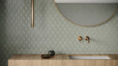 Soft Sage Glossy Scallop Mosaic | Gemini Tile and Marble