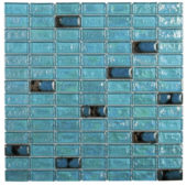 Turquoise Glass And Ceramic Brick 3/4"X1&3/4" Mosaic | Gemini Tile and Marble