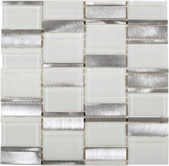 White Glass & Aluminum Mix Mosaic