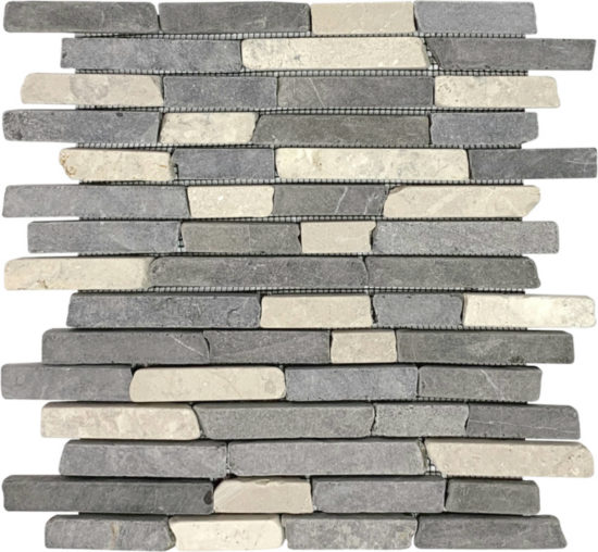 White Grey Broken Brick Marble Interlocking Mosaic