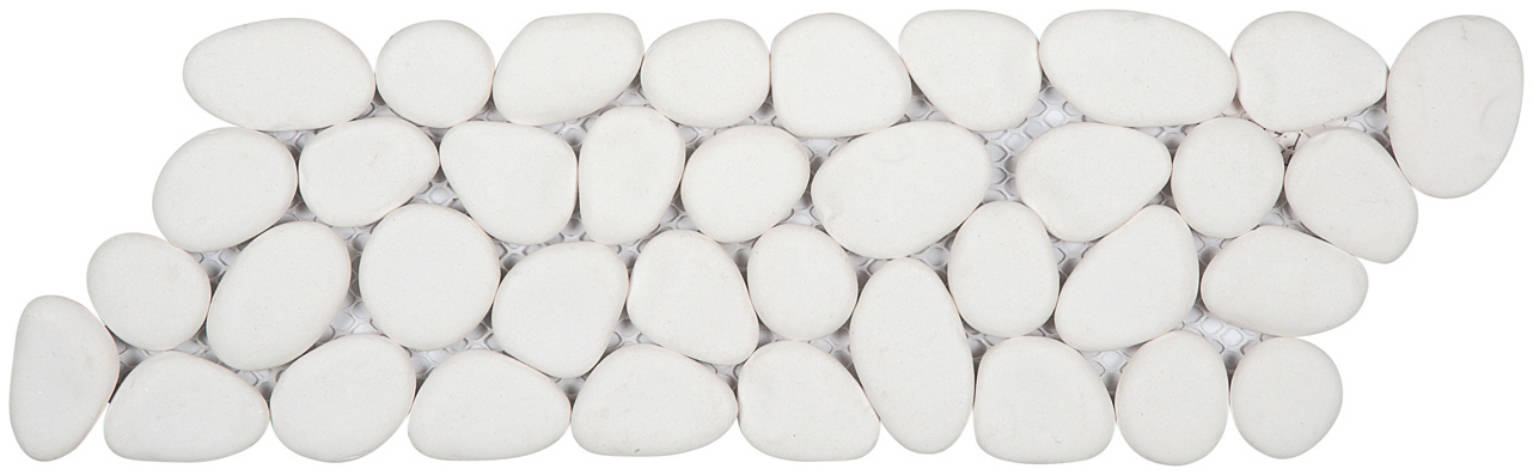 White Reconstituted Pebble Mosaic Interlocking Border | Gemini Tile and Marble