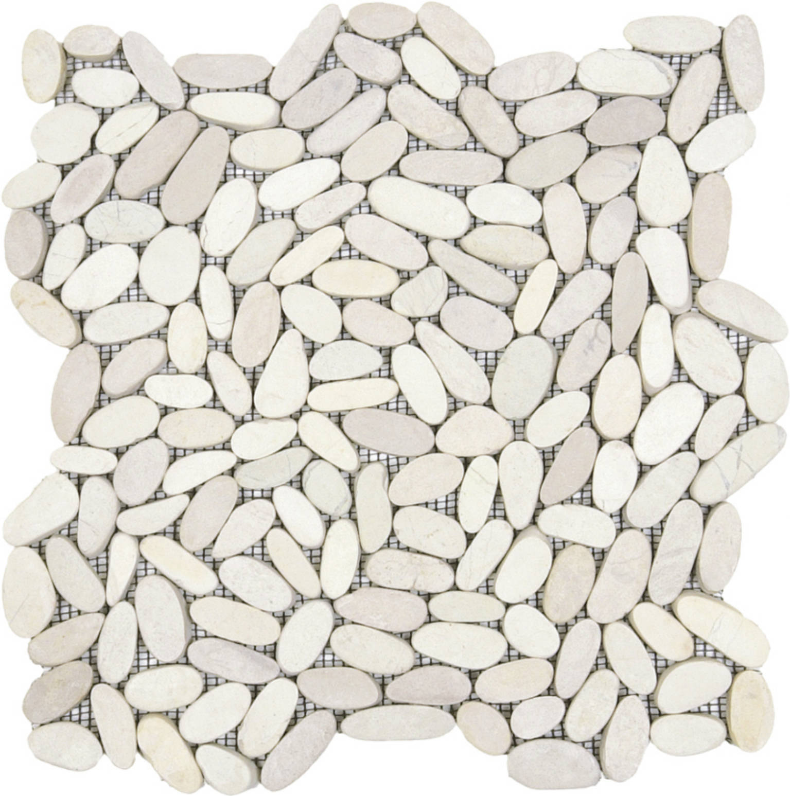 White Sliced Matte Pebble Interlocking Mosaic | Gemini Tile and Marble