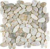 White Sliced Polished Pebble Interlocking Mosaic | Gemini Tile and Marble