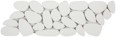 White Sliced Reconstituted Pebble Mosaic Interlocking Border