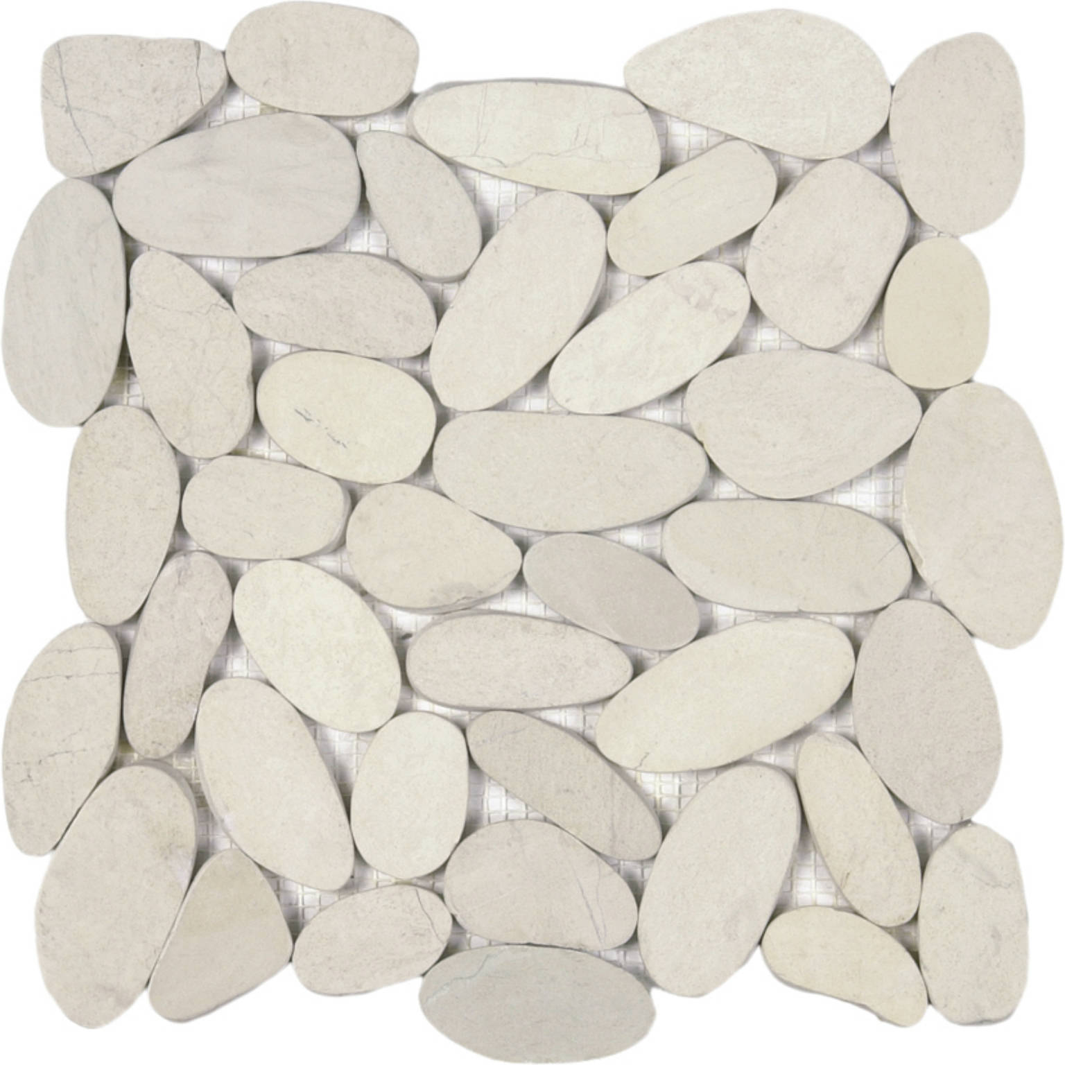 White Xl Sliced Matte Pebble Interlocking Mosaic | Gemini Tile and Marble