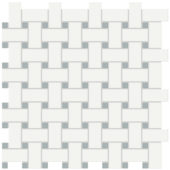 White w/Cloud Blue Matte Basketweave Mosaic | Gemini Tile and Marble