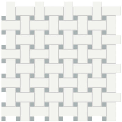 White w/Cloud Blue Matte Basketweave Mosaic